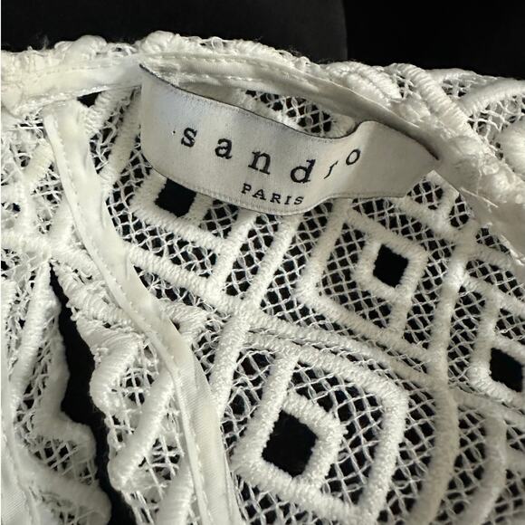 Sandro Paris Mini Dress Lace Bust Fit & Flare - Picture 7 of 9